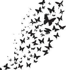 Silhouette of flying Butterfly set on white background