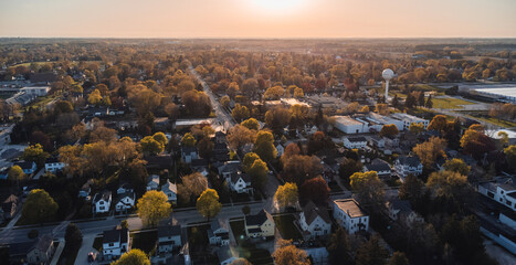 aerial view of a small town (grafton, wisconsin)