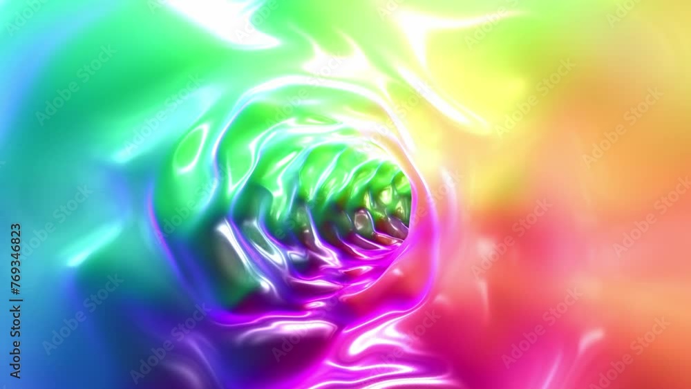Poster bright colourful glowing 3d neon light tunnel loop animation background.