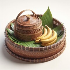 rattan plate display for asian food culture