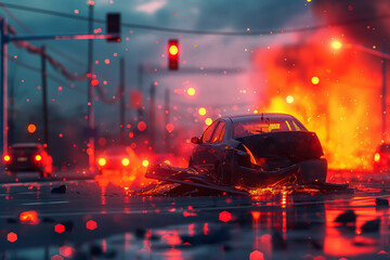 car accident from carelessness city traffic	
 - obrazy, fototapety, plakaty