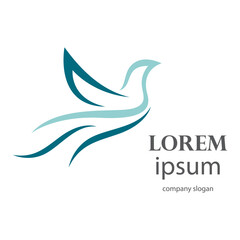 logo design of a flying dove flapping its wings