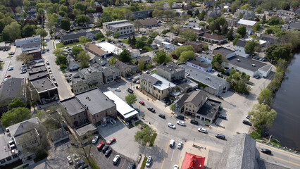 aerial view of a downtown street (cedarburg, wisconsin)