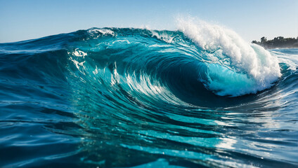 Bright blue ocean wave texture background  - obrazy, fototapety, plakaty
