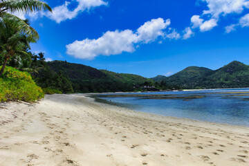 Stunning views of the tropical beach at Baie Lazare, near Hotel Kempinsky, Mahe Island, Seychelles