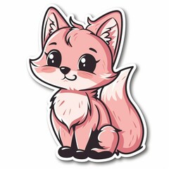 cute fox kawaii stickers pink