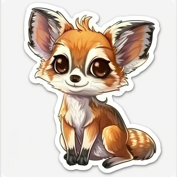 Sticker a cute fox animal