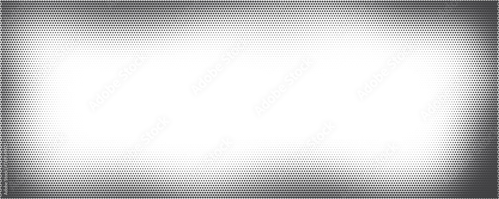 Poster dotted vector background with halftone effect. comic wavy gradient border on white backdrop. old gra
