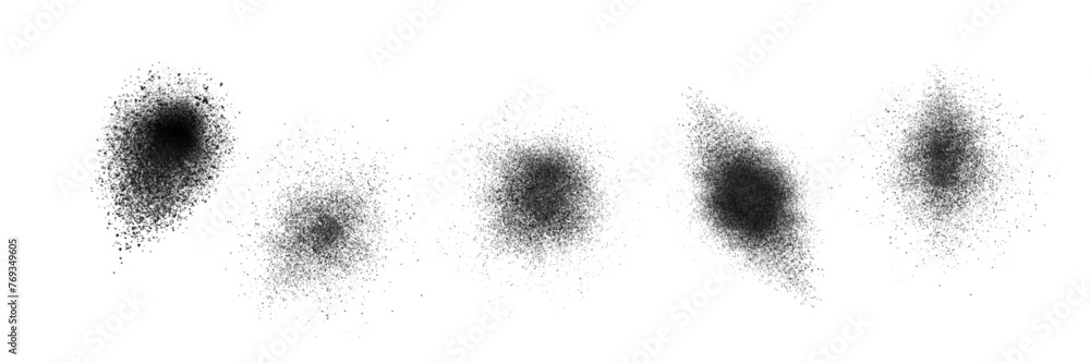 Poster grain noise gradient with dot spray effect vector. abstract dust grainy round shape design. black st
