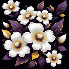 floral pattern black background 