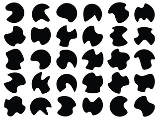 Blob shape organic, vector illustration set. Collection from abstract forms for design and paint. Black and white minimal forms isolated on white background