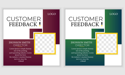 Client testimonials or customer feedback social media post web banner design	
