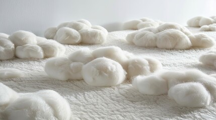 Fototapeta na wymiar White clouds in the sky, made of wool carpet ​