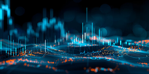 abstract tech futuristic digital background The exponential market growth a photo of the graph, with geometric growth. - obrazy, fototapety, plakaty