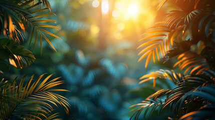 Sunlight Filtering Through Tropical Tree Leaves