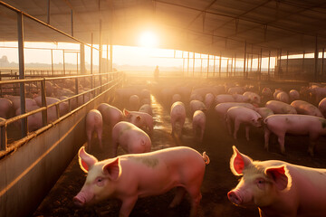 There are hundreds of pigs on the farm waiting to be fed