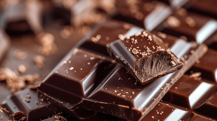 Close up of a chocolate bar with a bite taken out of it