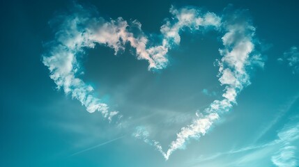 Naklejka premium feathery heart shape mists on the sky