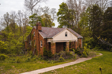 old brick house in the woods