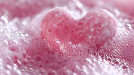 Fototapeta premium heart molded cleanser rises for valentine day froth bubble love