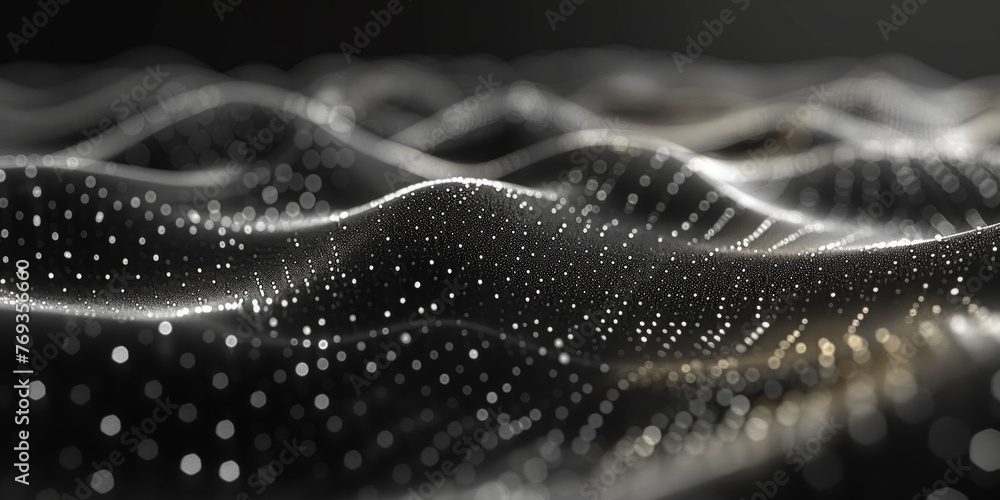 Poster a captivating display of black and white wavy lines creating a mesmerizing and dynamic surface.