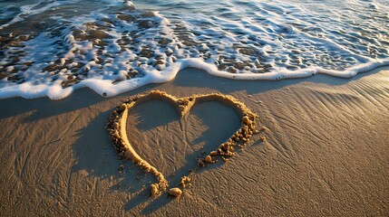 Heartfelt Love Message in the Sand - obrazy, fototapety, plakaty