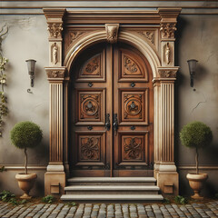 old wooden door in a church.   door, entrance, architecture, old, wooden, wood, building, doorway,...