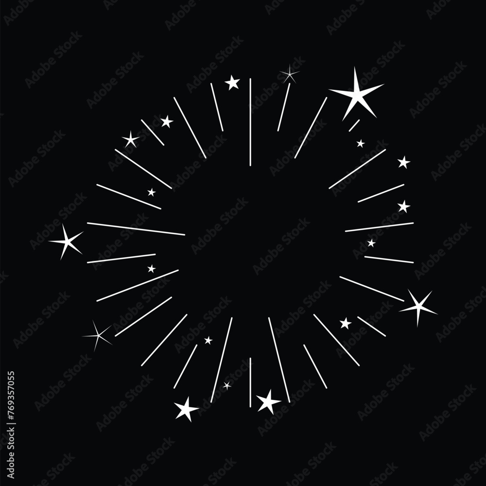 Aufkleber Shining effect stars. Sunburst round line circle. Retro bursting rays. Decoration element. Abstract shape Isolated Flat design