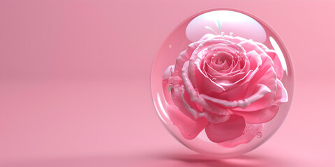 Mystical revelations viewing pink roses through the prism of a crystal ball