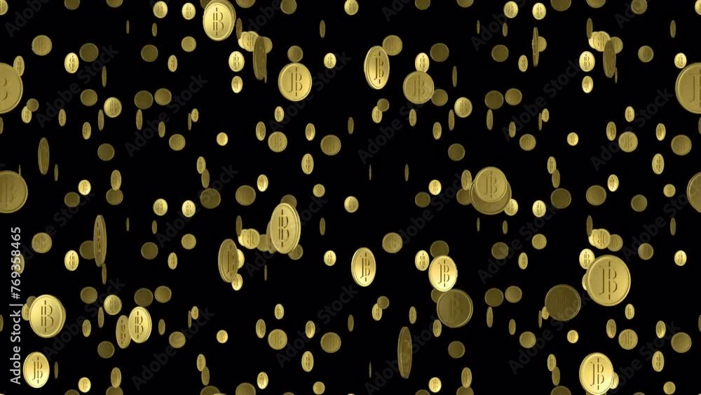 Poster money falling gold coin bhat loop tile with alpha. this looping 3d animation is also tileable