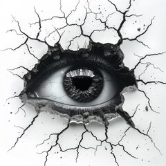 Cracked Wall with Human Eye Illusion