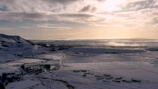 Iceland's Snowy Majesty: Aerial Drone Footage Captures the Serene Beauty of Winter Mountainscapes