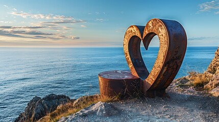 seat heart shape near the ocean