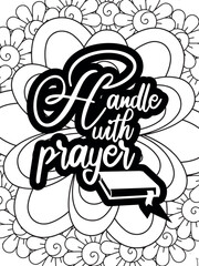 Christian Jesus Quotes Flower Coloring Page Beautiful black and white illustration for adult coloring bookt