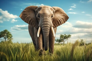 Fototapeta na wymiar African elephant in grassland