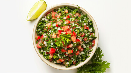 tabbouleh couscous on white background. Generative Ai