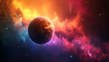 Obraz na płótnie Canvas Planet exploding in colorful holi powder
