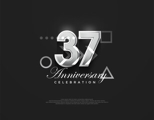 37th anniversary number, modern elegant and simple. Premium vector background for greeting and celebration.