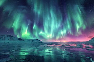 Colorful and realistic Northern Lights dancing in the sky