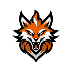 Geometric Style Angry Red Fox Head Emblem