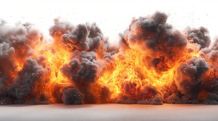 A large fireball with black smoke Fiery explosion with black smoke