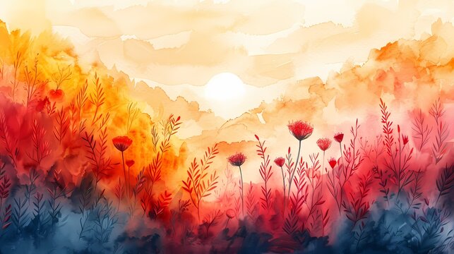 nature painting watercolor landscape illustration abstract art decorative painting background
