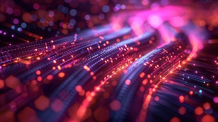 Optical fiber cable on abstract technology background
