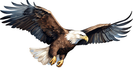 Bald Eagle flying in the air. Vector illustration isolated on white background.