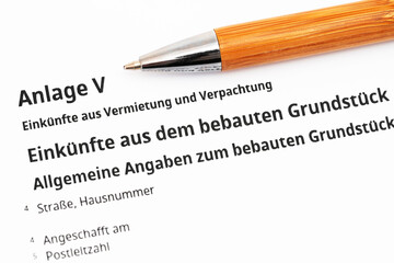 Steuererklärung Anlage V