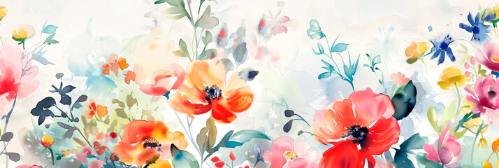 Vibrant watercolor floral pattern, perfect for adding a touch . Generative AI