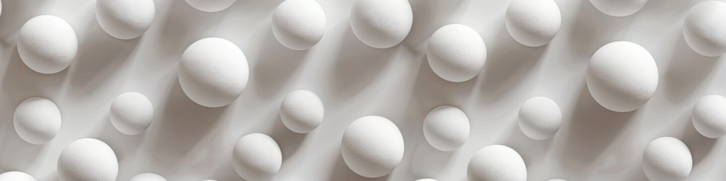 Fototapeta A serene pattern of white spheres floating against a soft neutral-toned background, banner, wallpaper