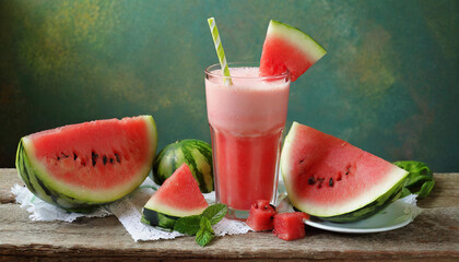 watermelon smoothie, healthy, white, sweet, fresh, 
