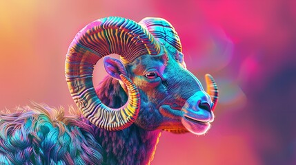 Abstract of Bighorn Ram or Sheep Portrait: Arie - obrazy, fototapety, plakaty