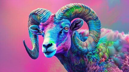 Abstract of Bighorn Ram or Sheep Portrait: Arie